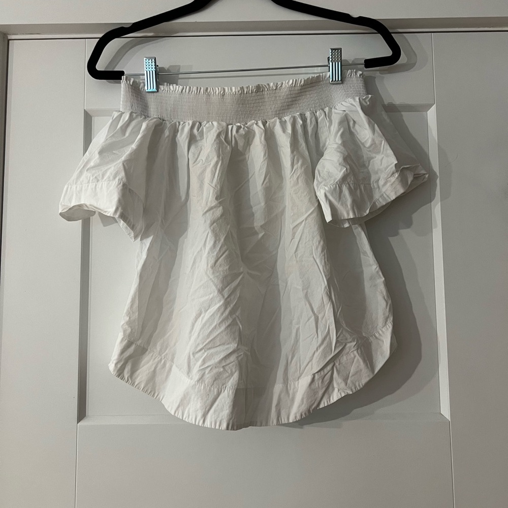 Jcrew Off The Shoulder White Tee, S